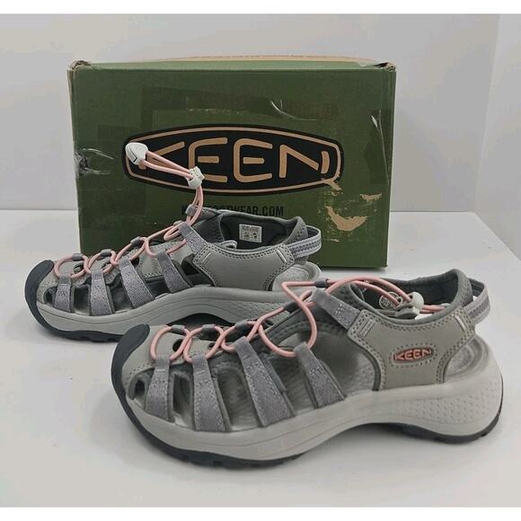 Keen US 7 Astoria West Womens Grey Coral Pink Closed Toe Trail Sandals - Picture 3 of 7